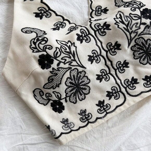 Multicolor Boho Women's Embroidered Halter Neck Crop Top & A-Line Mini Skirt Set - Picture 3 of 7